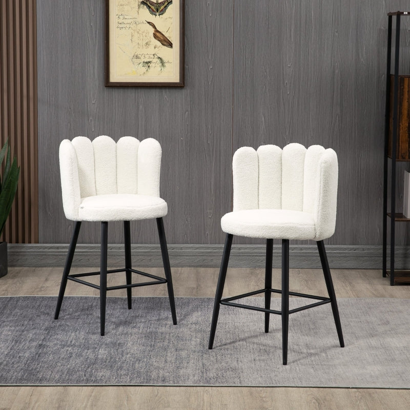 Modern Cream Faux Cashmere Bar Stools Set of 2