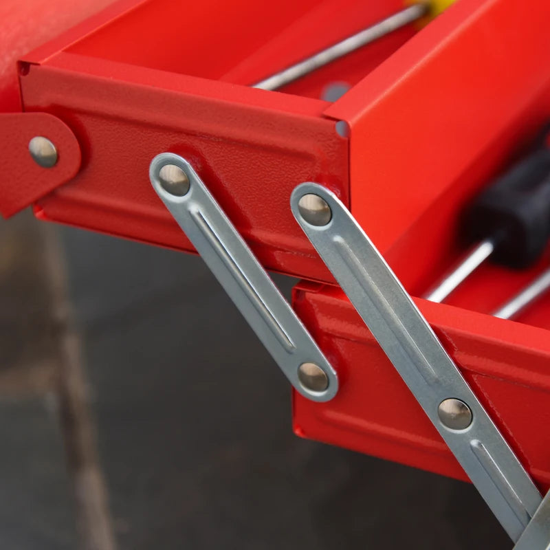 Red 3-Tier Metal Cantilever Toolbox with Carry Handle