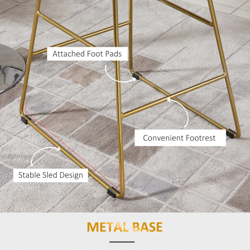 Gold Wire Metal Bar Stools Set of 2 for Kitchen and Bar Counter