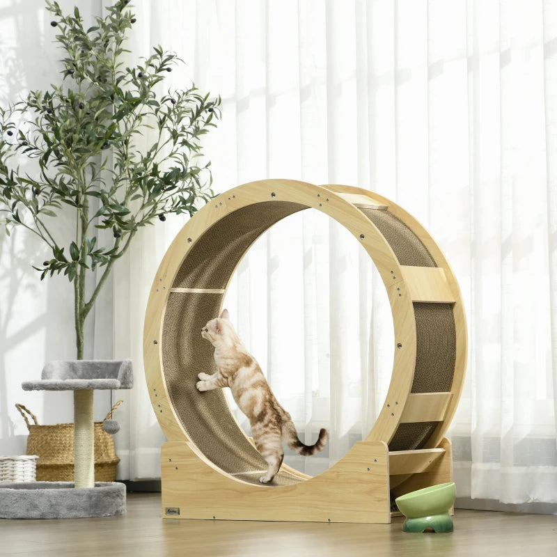 Oak Cat Exercise Wheel with Brake and Scratching Pads