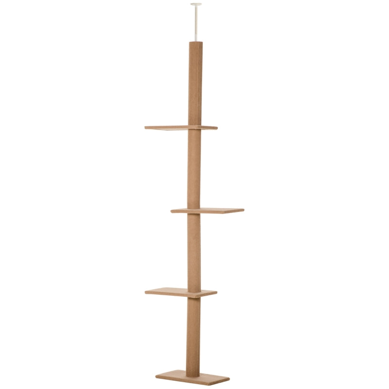 Brown 260cm Cat Tree with 3 Perches & Flannel Upholstery