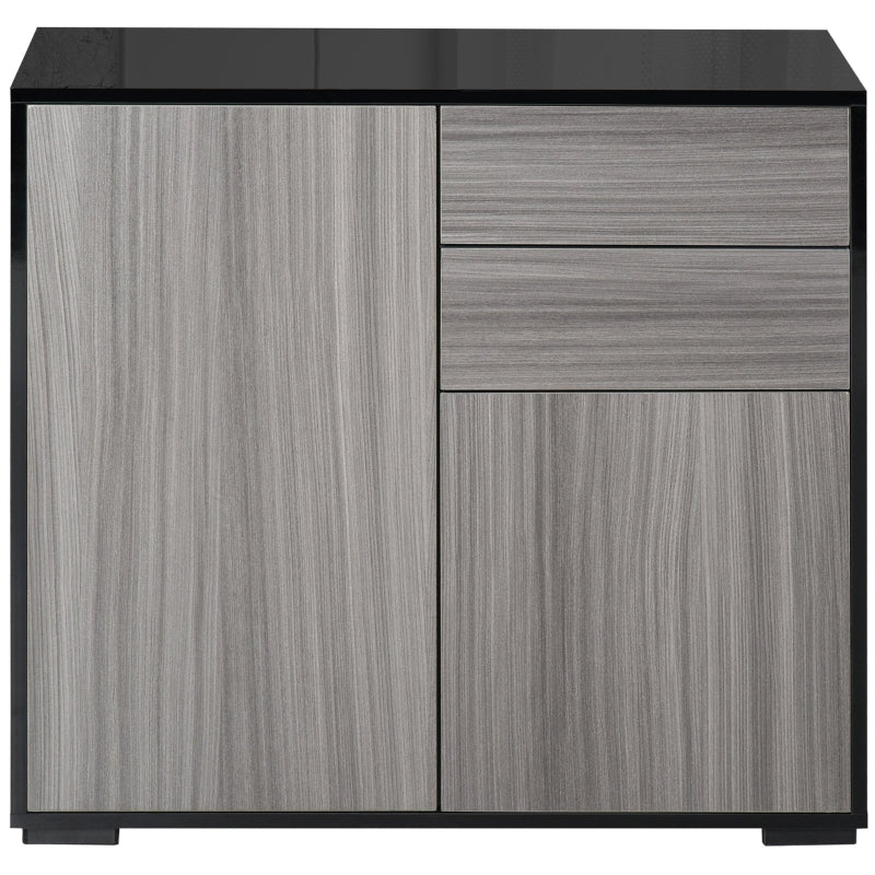 Modern 2-Drawer Side Cabinet in Light Grey and Black