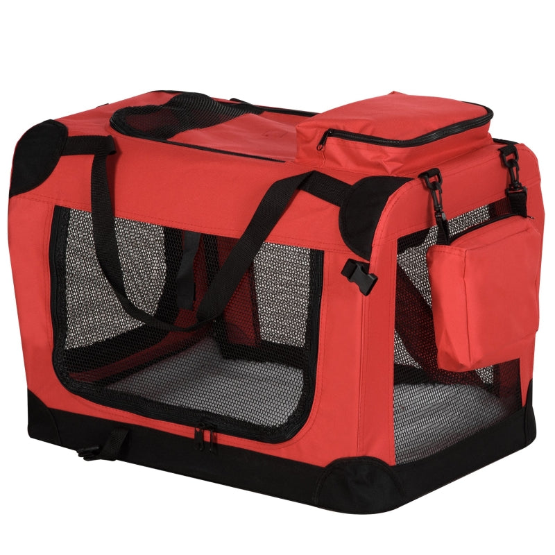 Red Foldable Pet Carrier for Small Pets - Portable Soft-Sided Travel Crate