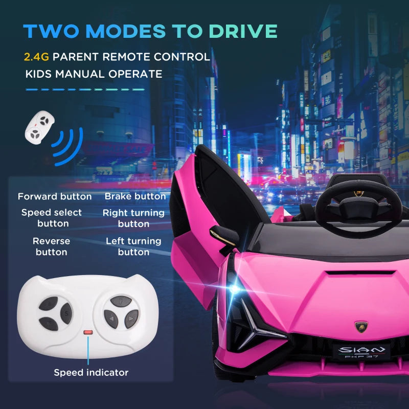 12V Pink Kids Electric Ride-On Car with Remote Control and Music