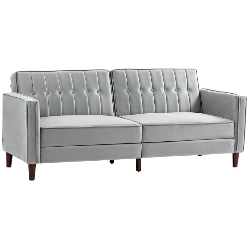 Light Grey Velvet Convertible Sofa Bed