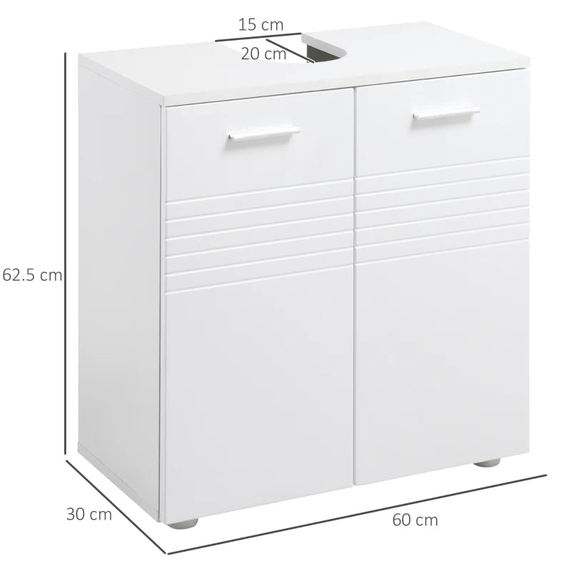 White Under Sink Bathroom Storage Cabinet with Adjustable Shelf