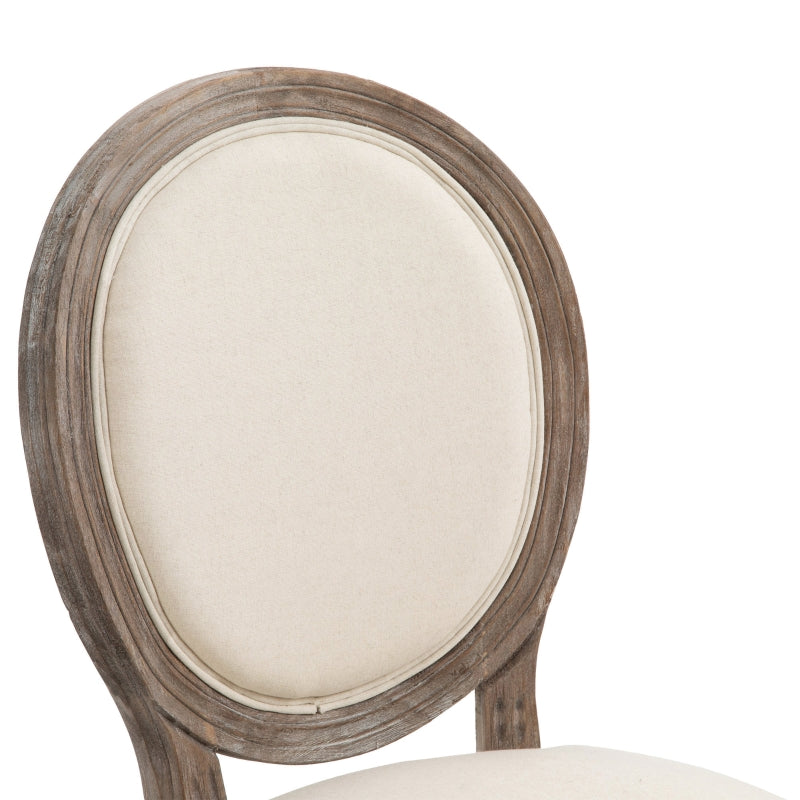 French-Style Cream White Upholstered Dining Chairs Set of 2