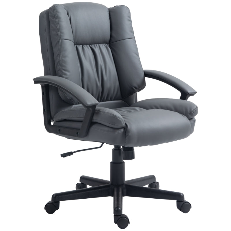 Dark Grey Faux Leather Office Chair with Adjustable Height