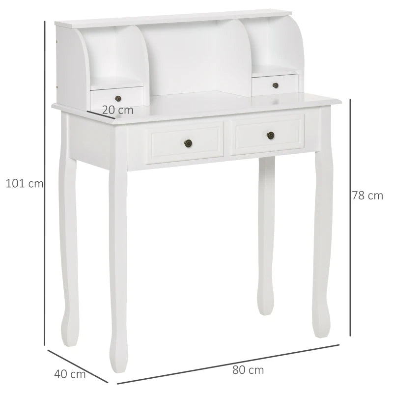 White 4-Drawer Vanity Makeup Table for Bedroom Storage