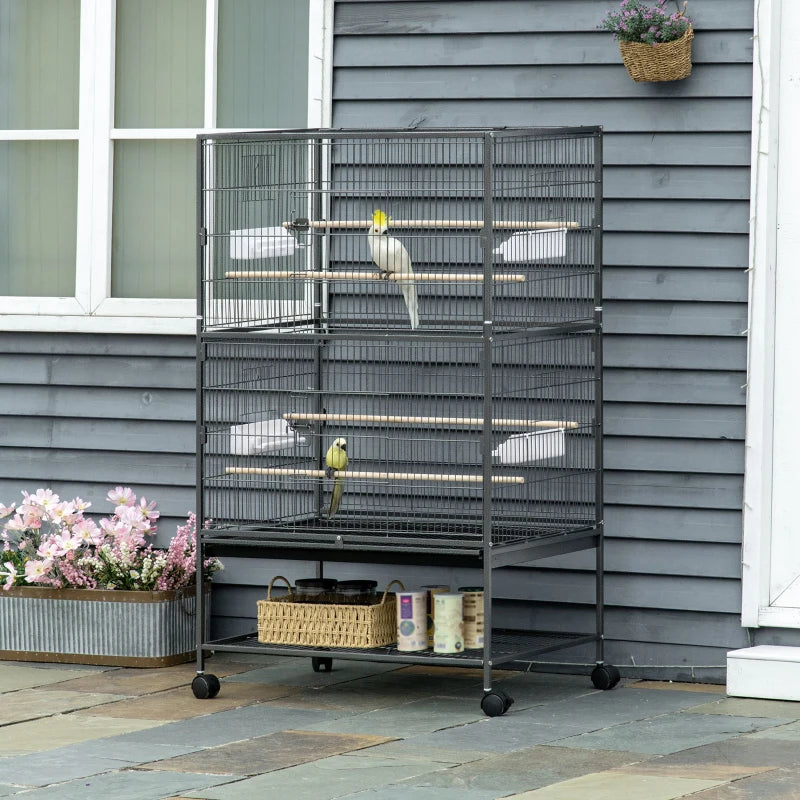 Large Bird Cage for Finches & Parakeets - Dark Grey