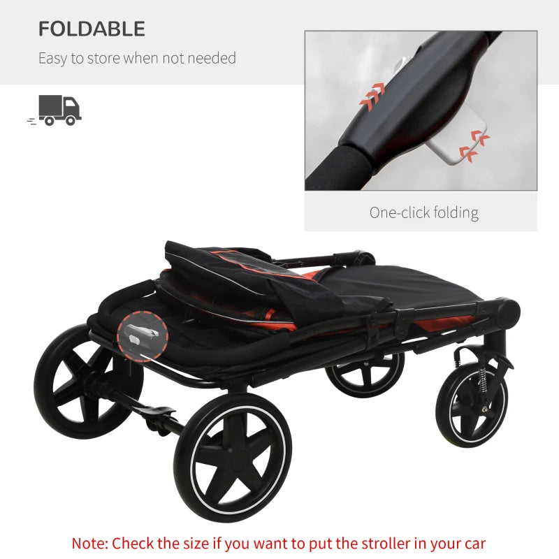 Red Foldable Pet Stroller for Medium and Large Dogs