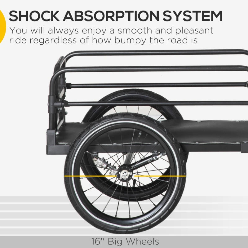 Black Steel Bike Trailer with Triple Safety and Suspension