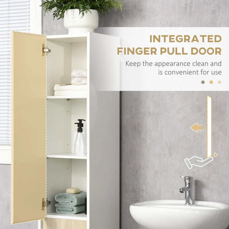 White Tall Bathroom Storage Cabinet with Adjustable Shelves