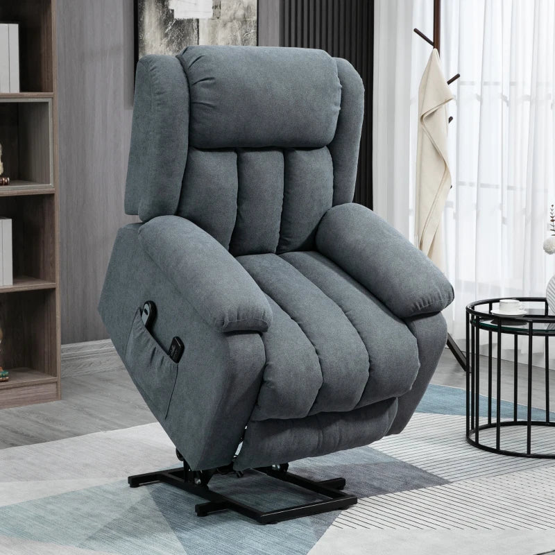 Dark Grey Elderly Recliner Chair with Massage and Lift Function