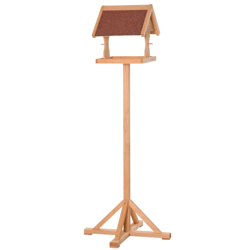 Wooden Bird Feeder Stand with Cross-shaped Support Feet - Weather Resistant