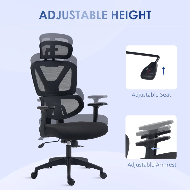 Black Mesh Office Chair with Lumbar Support & Swivel Wheels