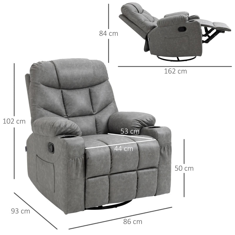 Grey Faux Leather Reclining Armchair
