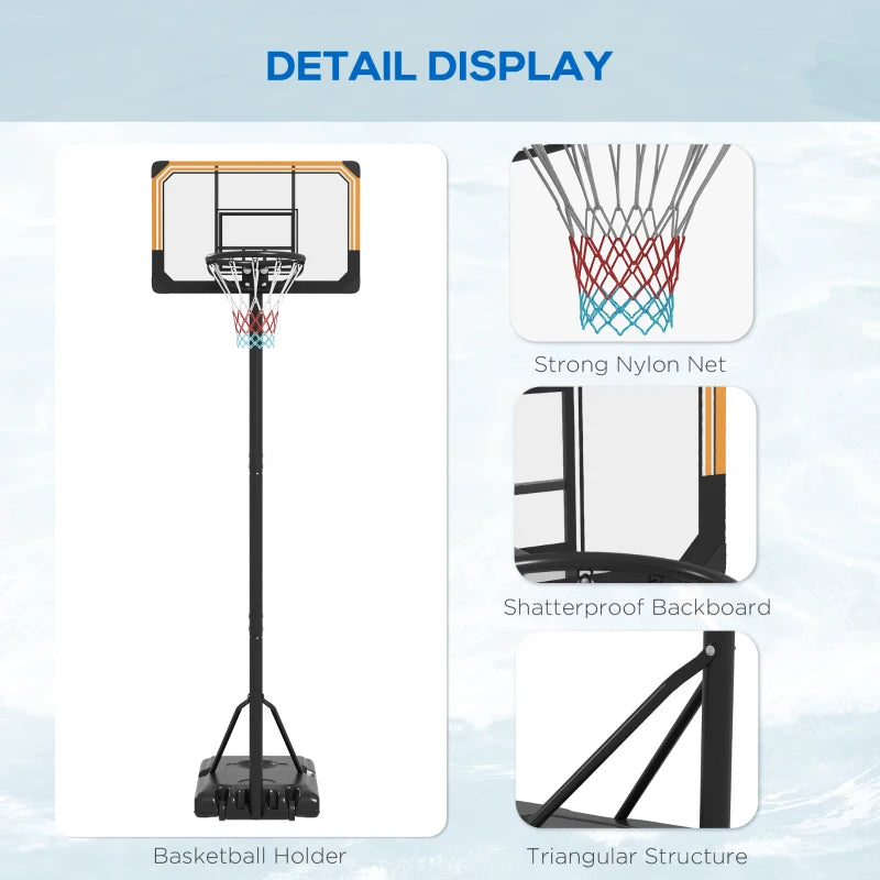 Adjustable Black Freestanding Basketball Hoop Set - 182-213cm