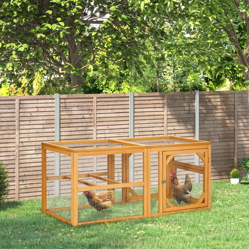 Wooden Chicken Coop with Perches and Doors - Natural Wood