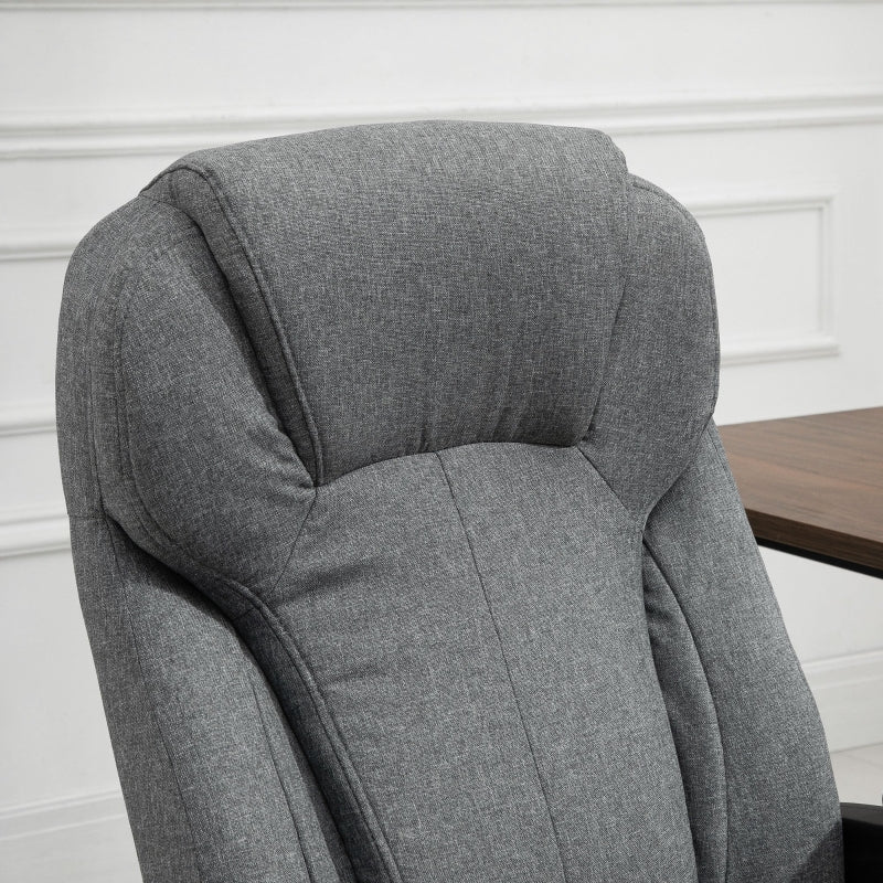 Grey Linen Office Chair with Adjustable Height and Swivel Wheels