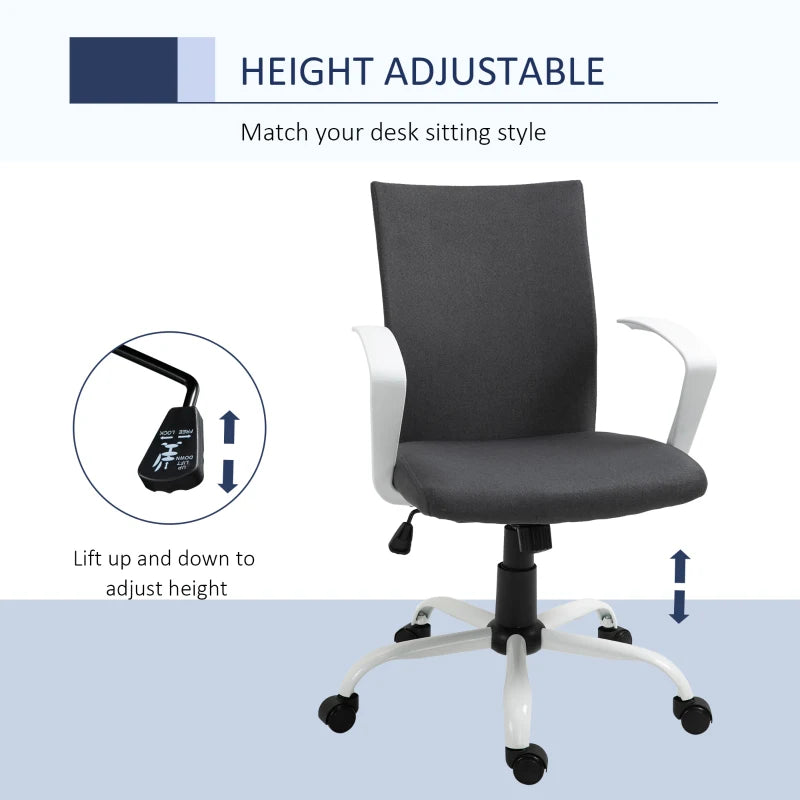 Dark Grey Swivel Task Chair with Armrests and Adjustable Height