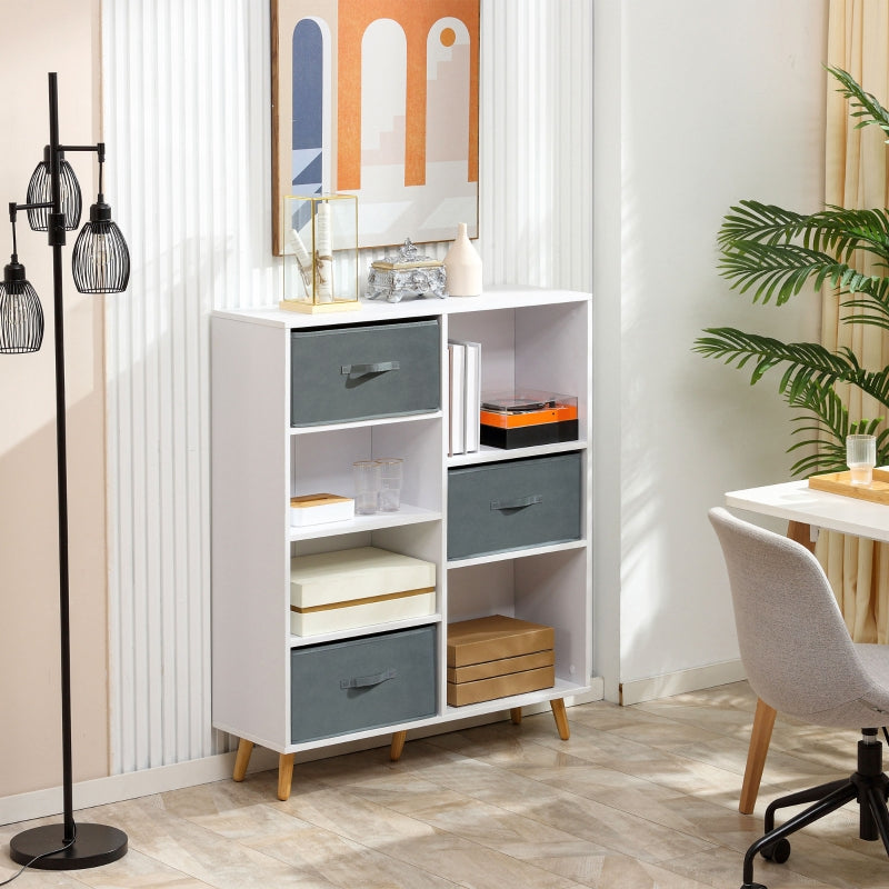 White 7-Cube Storage Cabinet with Fabric Drawers