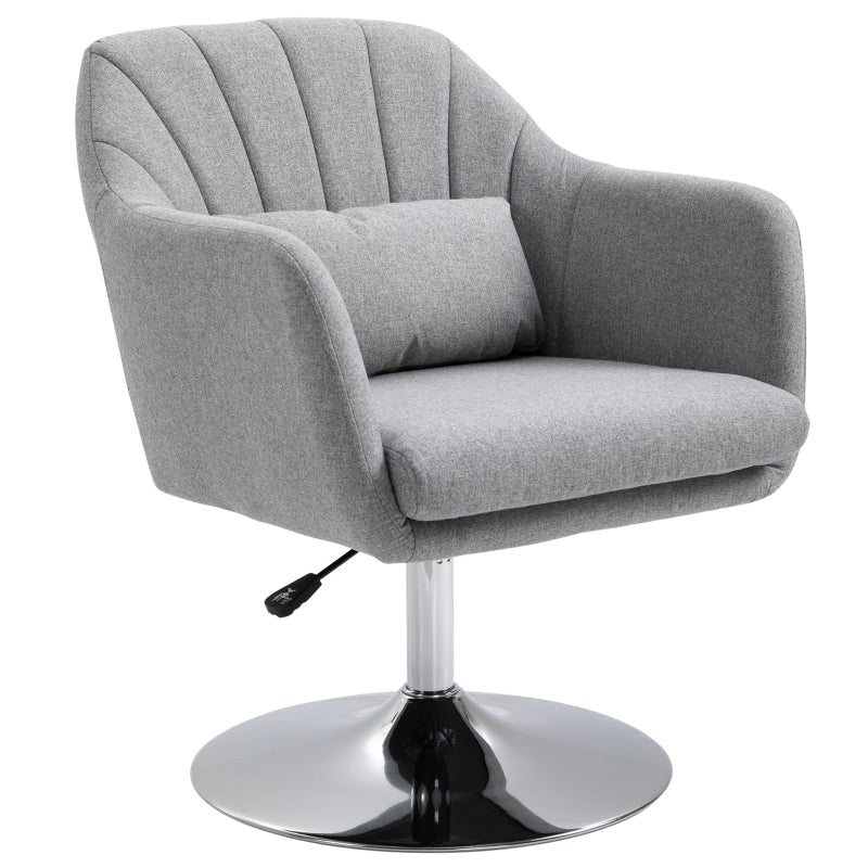 Swivel Accent Chair with Adjustable Height and Lumbar Support, Light Grey