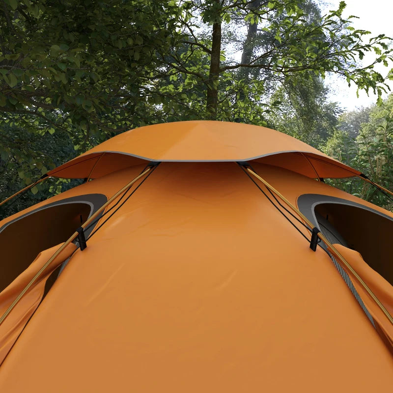 Orange Aluminium Frame Camping Dome Tent, 2000mm Waterproof, 1-2 Person