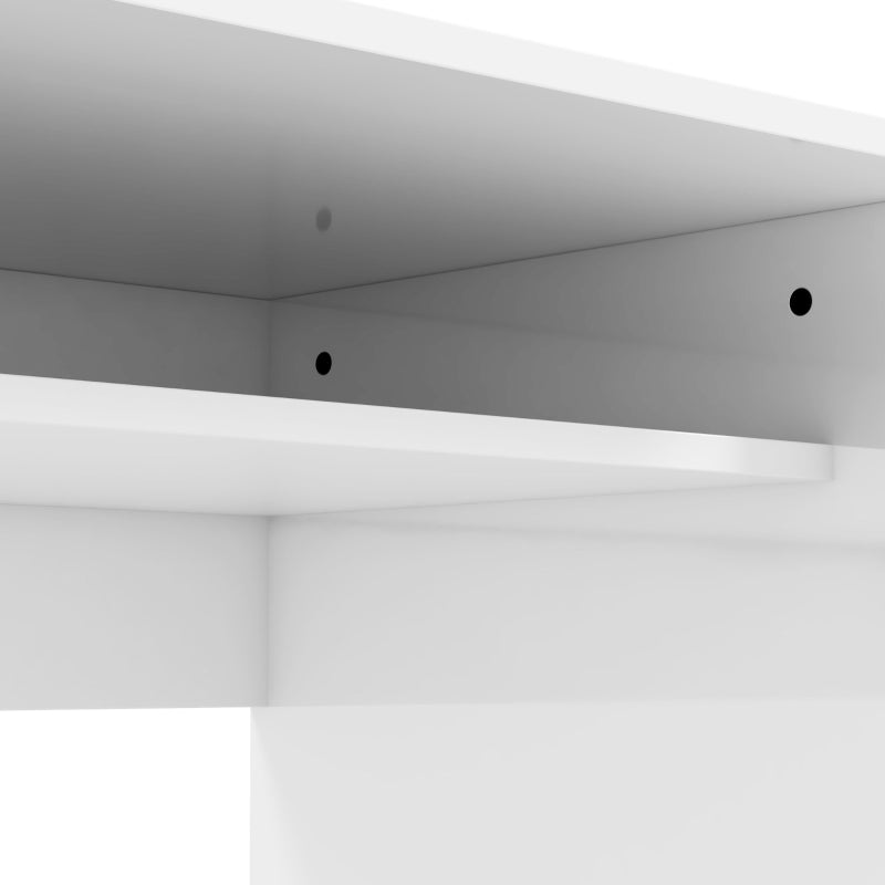 White Modern Home Office Desk with Storage Shelf - 90 x 50cm