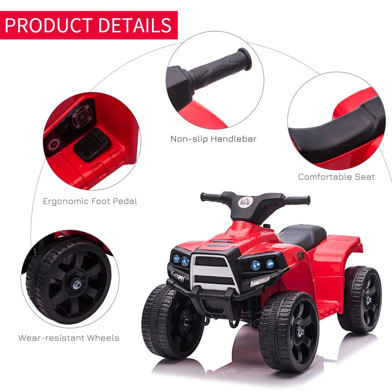 Red Kids Electric Ride-On ATV Toy Quad Bike with Headlights