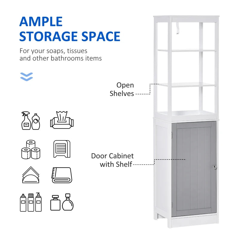 Slimline White Tall Bathroom Storage Cabinet