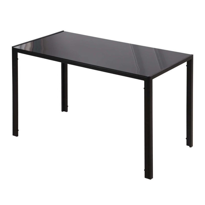 Black Glass Dining Table for 4 - Modern Rectangular Design