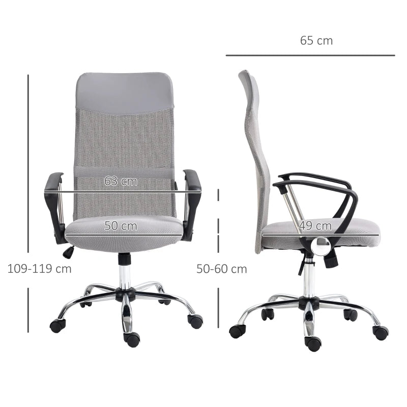 Light Grey Ergonomic Mesh Office Chair with Adjustable Height & Tilt