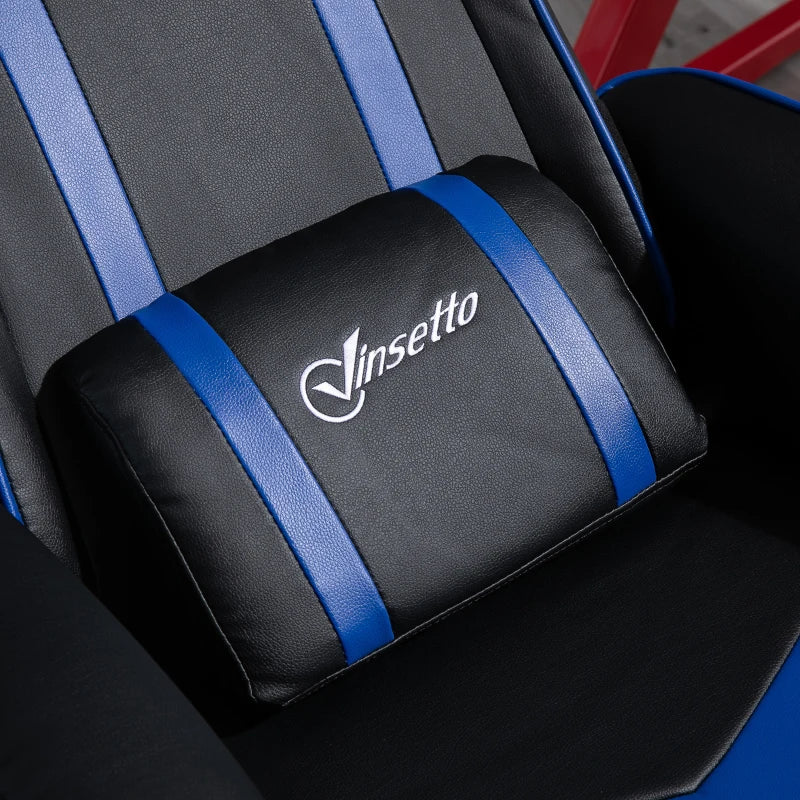 Blue Gaming Chair Set with Footrest, Headrest, and Lumbar Support