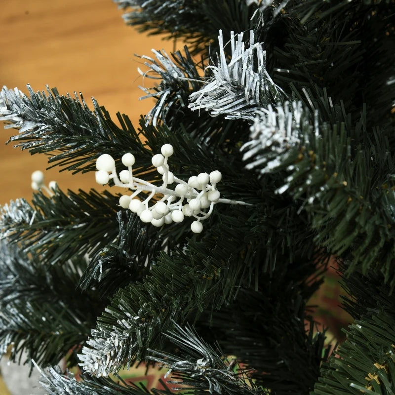 4FT Snow-Dipped Christmas Tree | White Berries & Star Topper | Indoor Xmas Decor