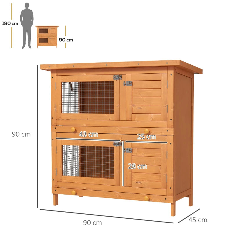 Wooden Outdoor Pet Cage with Opening Roof, 90 x 45 x 90cm - Natural