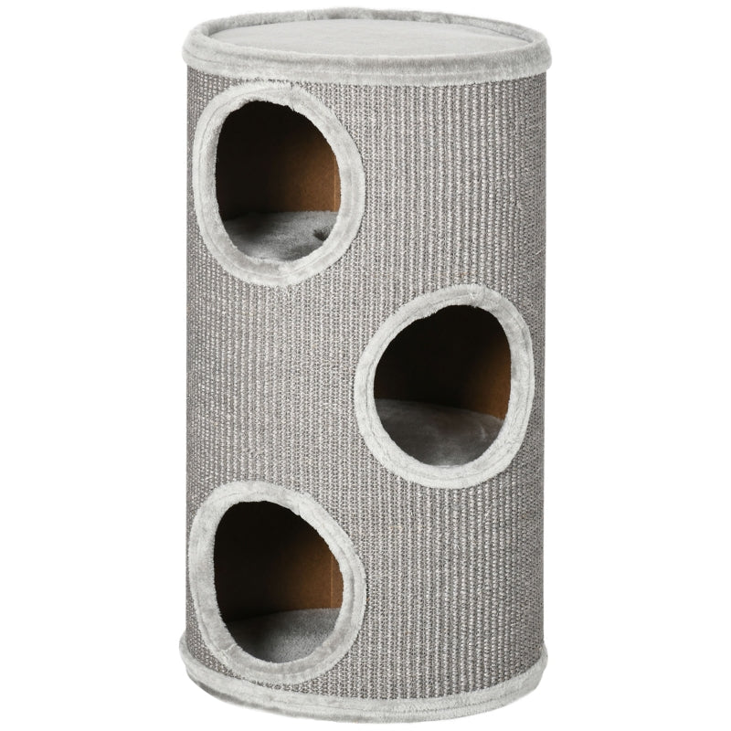 Light Grey Cat Climbing Frame with Sisal Cover and Cozy Platform