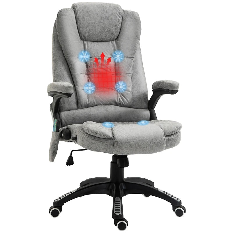 Grey Heated Massage Recliner Chair with 6 Massage Points