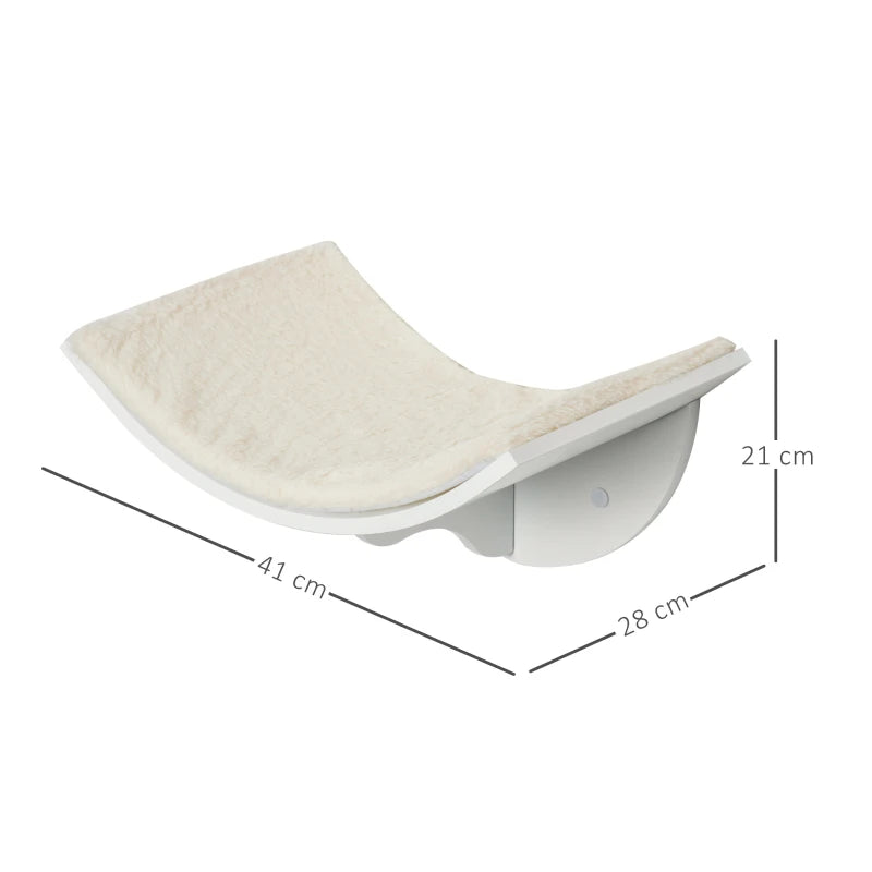 White Curved Cat Wall Shelf Bed 41x28x21cm