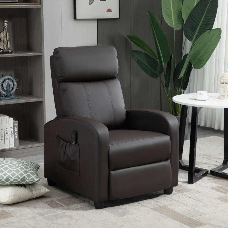 Brown Massage Recliner Armchair with Adjustable Leg Rest