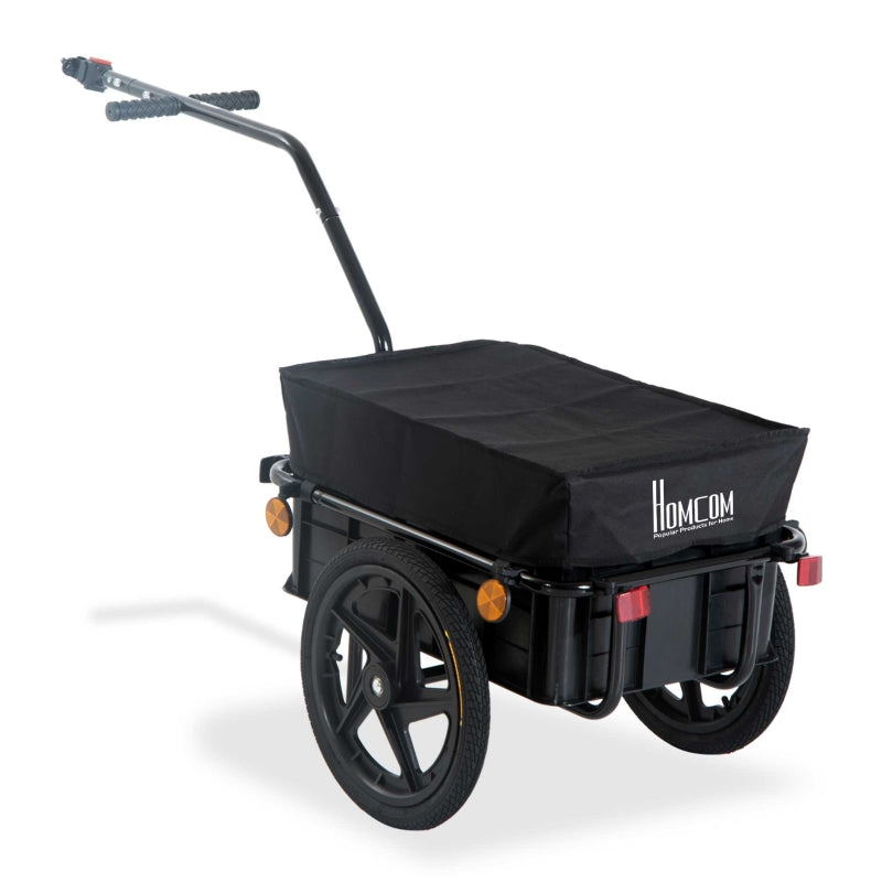 Black Cargo Bike Trailer with Utility Luggage Carrier