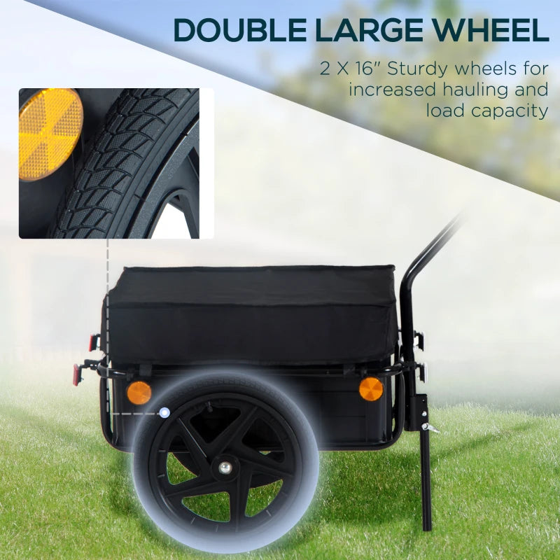 Black Cargo Bike Trailer with Utility Luggage Carrier