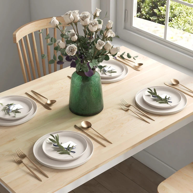 Rustic White Four-Seater Wooden Dining Table