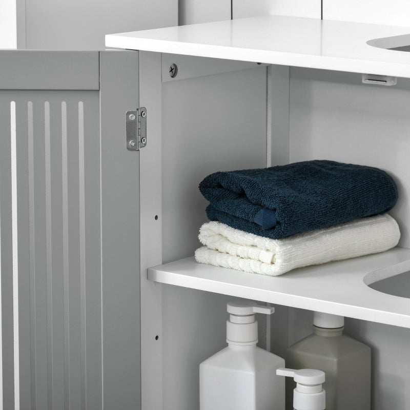 Grey Under Sink Bathroom Cabinet with 2 Doors