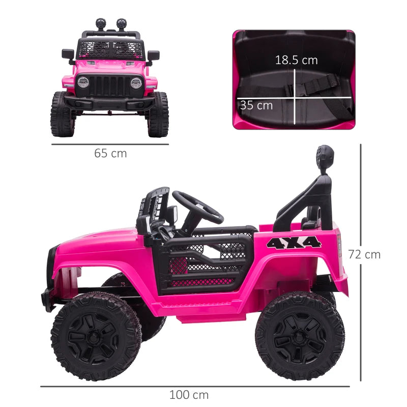 Kids Pink Electric Off-Road Ride-On Car with Remote Control - 12V