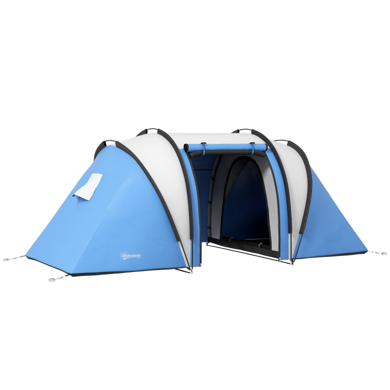 Blue 2-Bedroom Waterproof Camping Tent for Family Fishing and Hiking