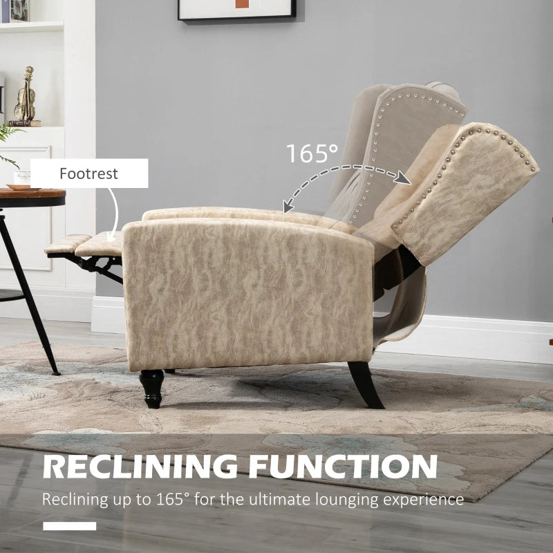 Beige Reclining Armchair with Chesterfield Style