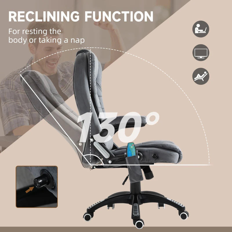 Grey Heated Massage Recliner Chair with 6 Massage Points