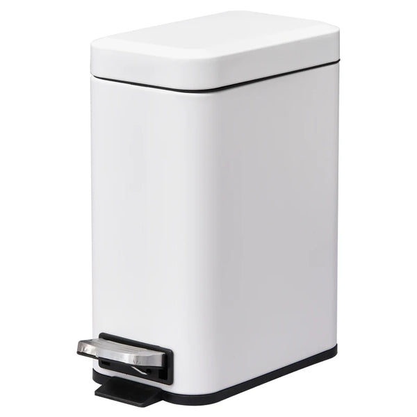 5L White Steel Compact Bin with Quiet-Close Lid