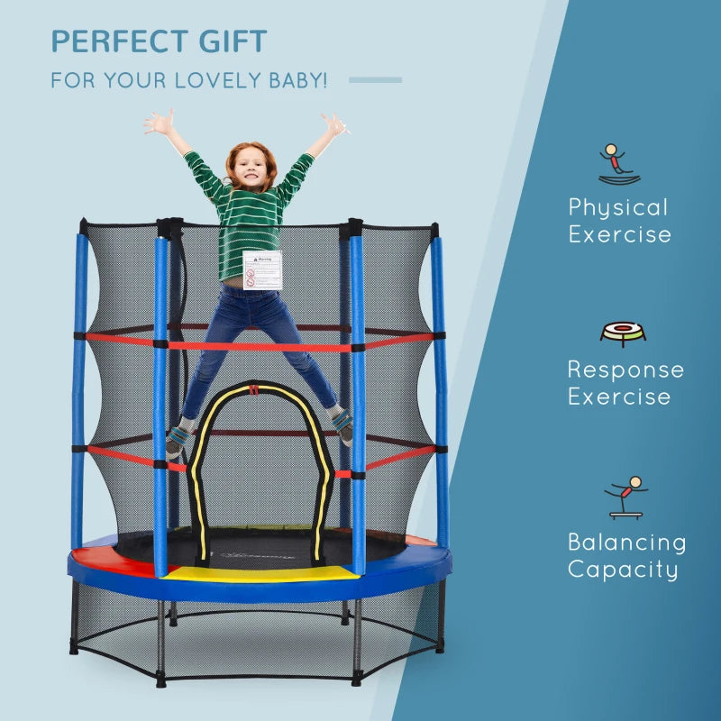 Kids 5.2FT Trampoline with Enclosure Net - Multi-color, Ages 3-6